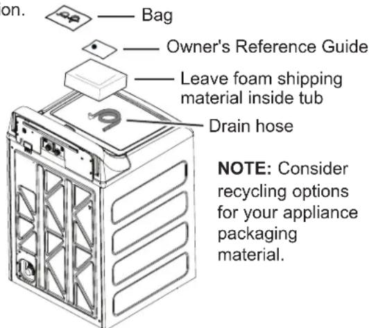GE PTW805BPWRS - ① UNPACKING THE WASHER - 1