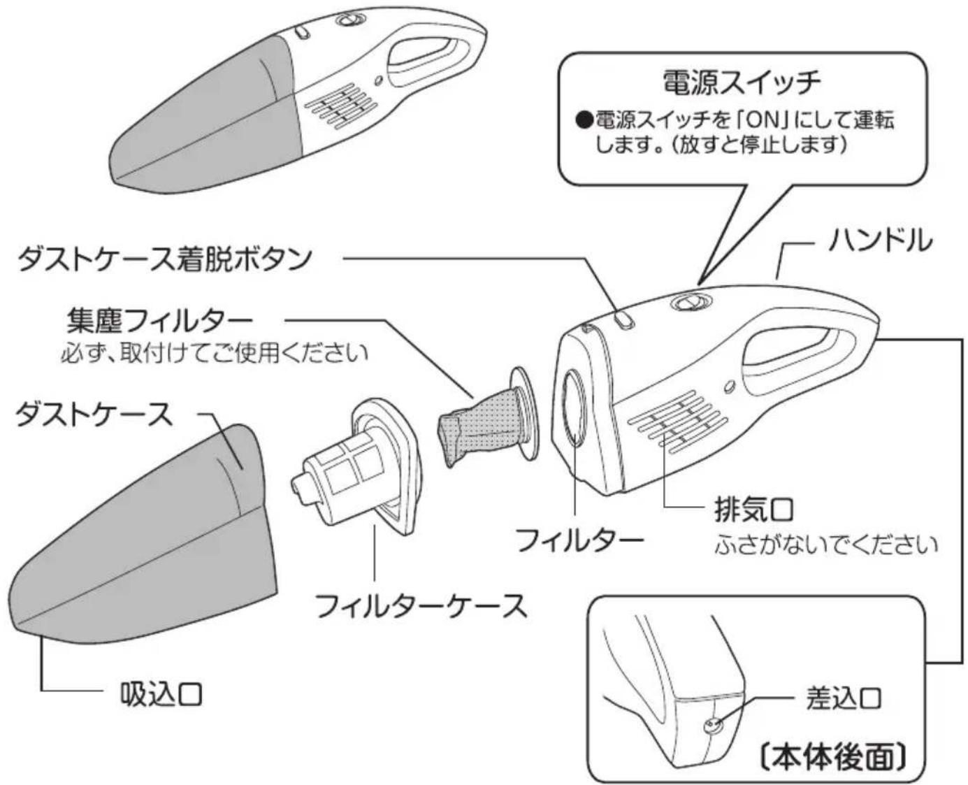Yamazen ZHF-N36 - 各部の名称 - 1