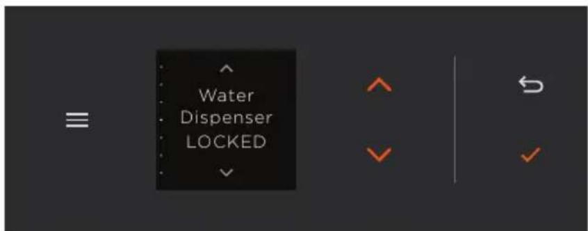 Fisher & Paykel RS3084WRUE1 - Verrouillage et déverrouillage du distributeur d'eau - 1