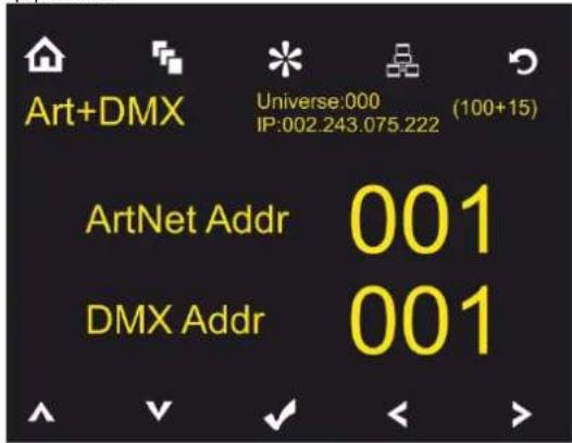 INFINITY iM-2515 - Paramètres ArtNet (mode Artnet + DMX) - 1