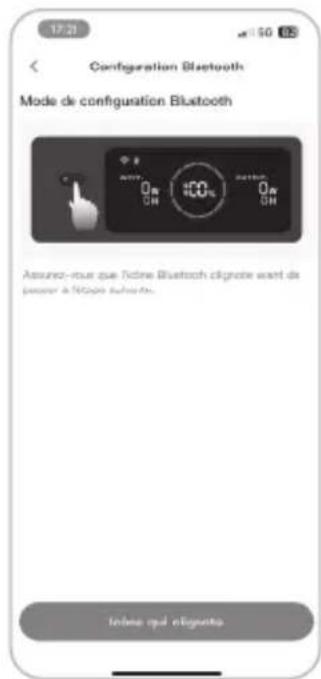 17:21 Configuration Bluetooth Mode de configuration Bluetooth Assuno-roue que l'ohre Bluetooth clogrote want de passer à l'Hométe buxhout. Indice opioid algignette