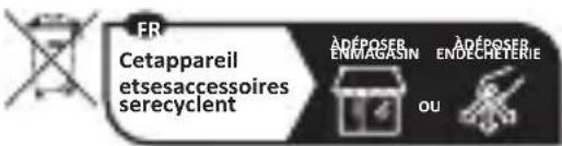 FR Cetappareil etsesaccessoires serecyclent ADÉPOSER ENMAGASIN OU ADÉPOSER ENDECHÉTÉRIE