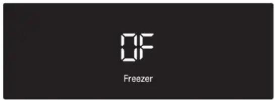 SIGNATURE SKSCF2401P - Q: My freezer is powered on and the controls are working, but it's not cooling and the display shows "OF" (see below). What is wrong? - 1