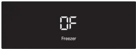 SIGNATURE SKSCF1801P - Q: My freezer is powered on and the controls are working, but it's not cooling and the display shows "OF" (see below). What is wrong? - 1