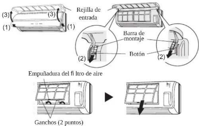FUJITSU Airstage ASYE14GACH - Retirar la rejilla de entrada y retire el fi ltro del aire.1. - 1