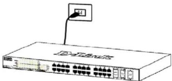 D-LINK DES-1210-52 - Langkah 3: Colokkan kabel power AC - 1