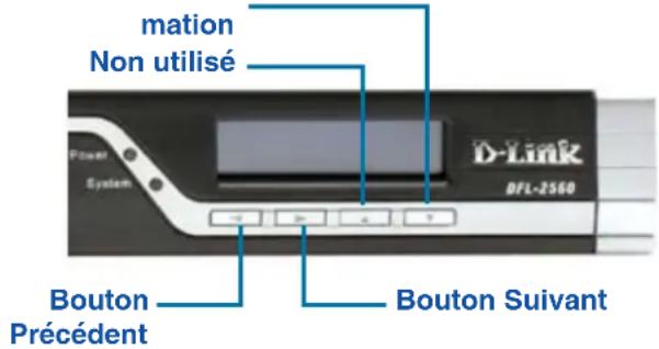 mation Non utilisé Power System D-Link DFL-2560 Bouton Précédent Bouton Suivant
