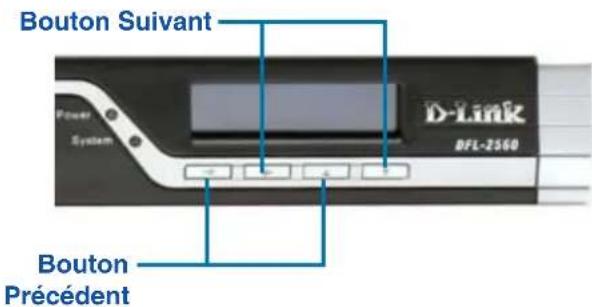 Bouton Suivant Power System D-Link DFL-2560 Bouton Précédent