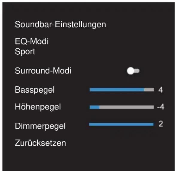 HISENSE HS2000 - Einstellungen - Ton - Soundbar-Einstellungen. - 1