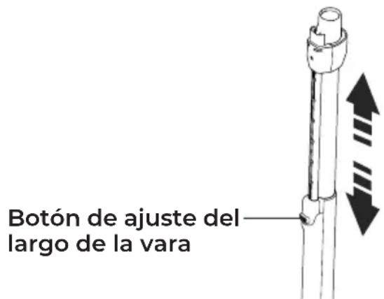 Botón de ajuste del largo de la vara