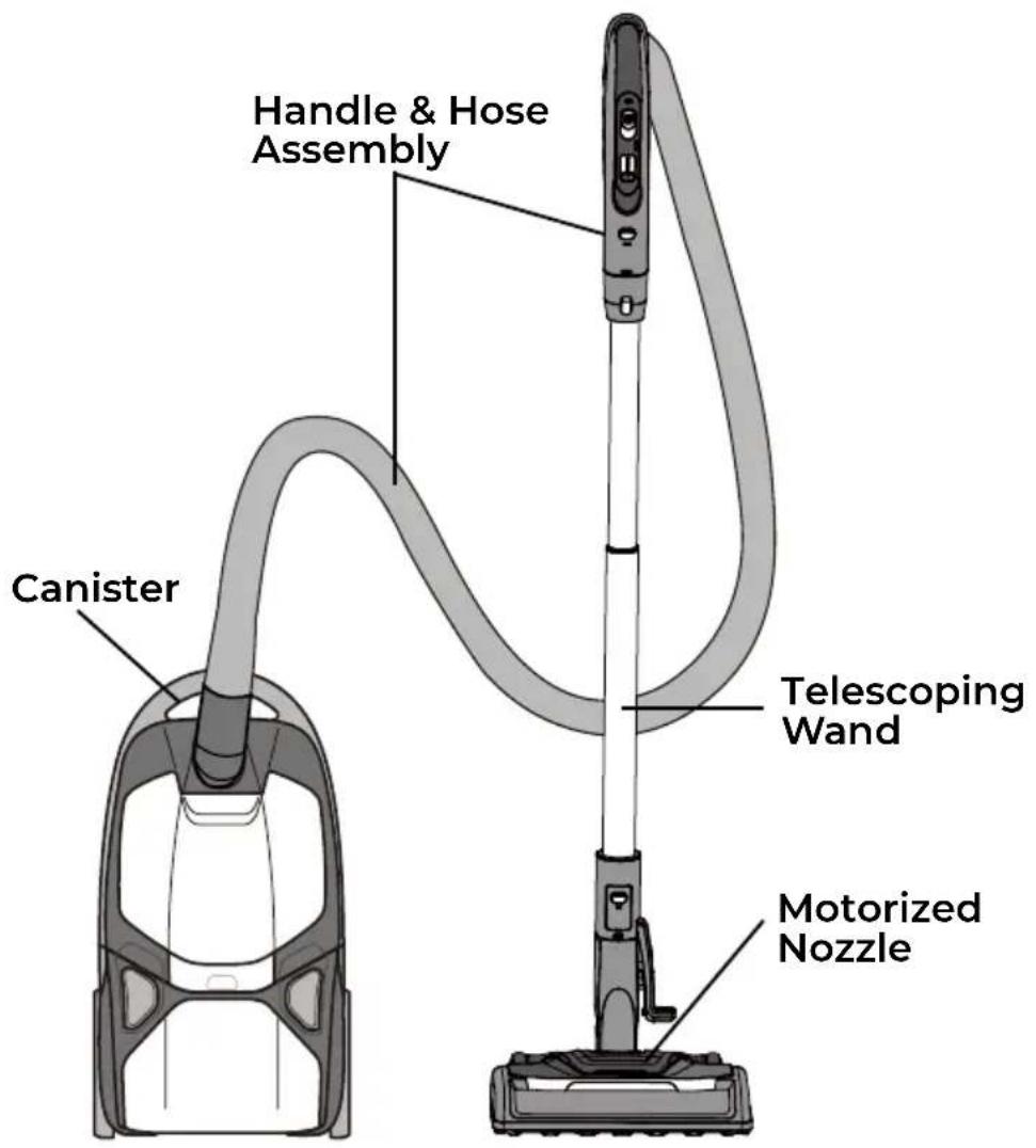 Handle & Hose Assembly Canister Telescoping Wand Motorized Nozzle
