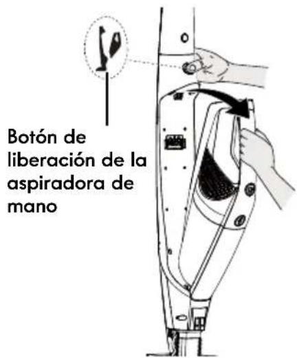 Botón de liberación de la aspiradora de mano