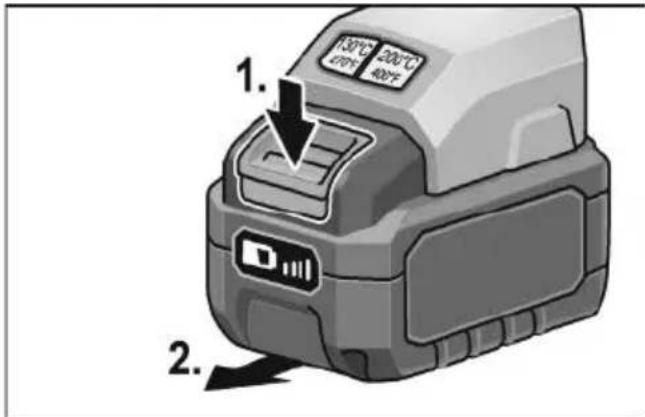 Flex GG 200 18 - Sätta i/byta batteri - 2