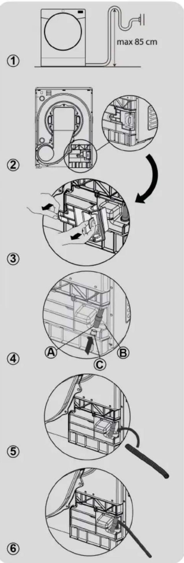 HAIER HD80-A3939E-S - Fitting the drain hose - 1