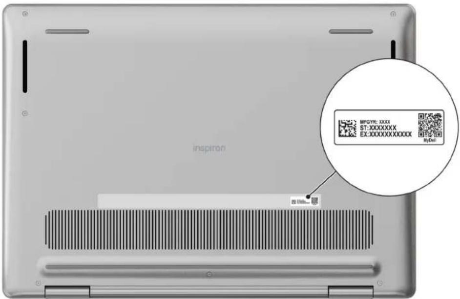 DELL Inspiron 14 5441 - Identifiez l'étiquette de service ou le code de service express de votre ordinateur - 1