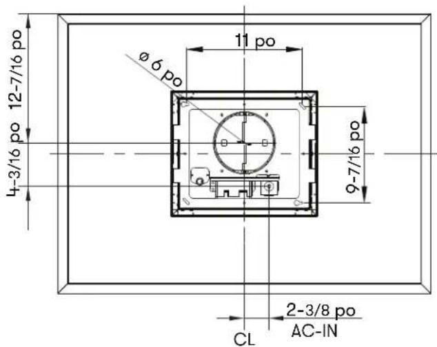 4-3/16 po 12-7/16 po Ø 6 po 11 po 9-7/16 po CL 2-3/8 po AC-IN