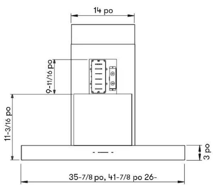 14 po 9-11/16 po 11-3/16 po 35-7/8 po, 41-7/8 po 26- 3 po