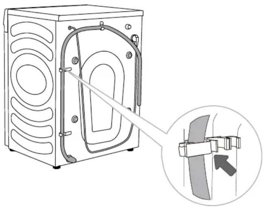 HISENSE WF5S9045BW - RACCORDEMENT ET FIXATION DU TUYAU D'ÉVACUATION D'EAU - 3