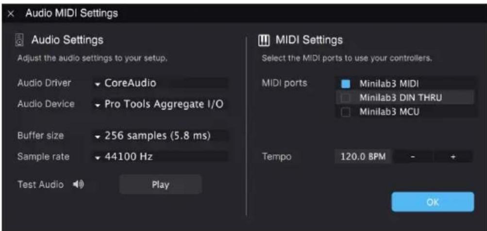 Arturia Synthx V - Audio Midi Settings : macOS - 1