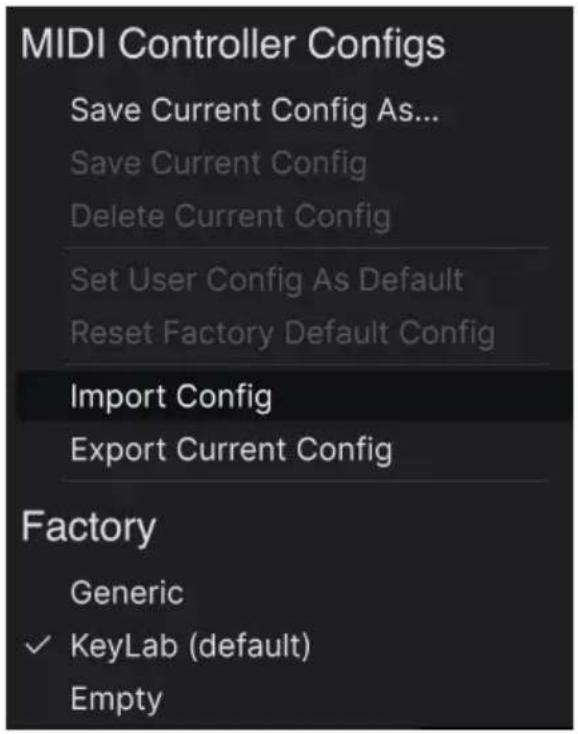 Arturia Synthx V - Menu MIDI Config - 1