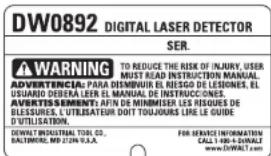 DEWALT DW0892 - GARANTIE DE REMBOURSEMENT DE 90 JOURS - 1
