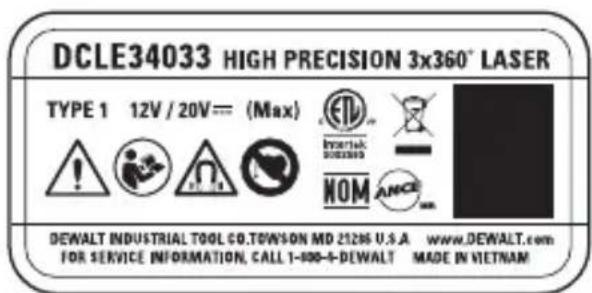 DEWALT DCLE34033 - Etiquetas de Advertência - 2