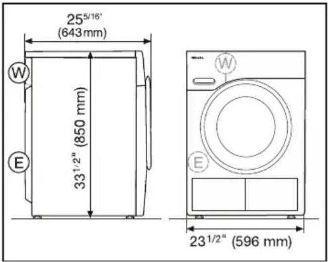 MIELE TXI680WP - Dimensions de l'appareil - 1