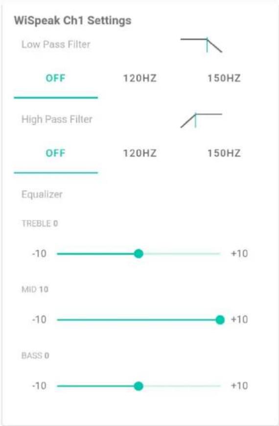 Ecler TUBE - WiSpeak CH1 / CH2 Settings (réglages des canaux WiSpeak 1 et 2) - 1