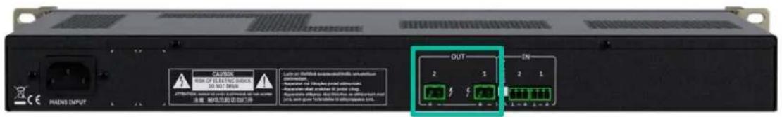 Ecler AURA-4H150 - Connexions pour sorties amplifiées - 1