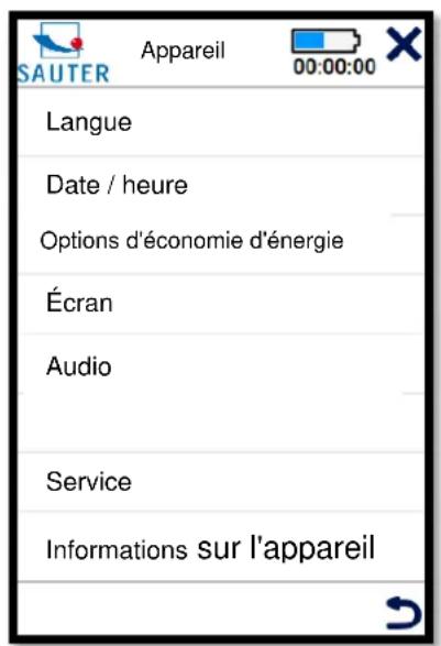 SAUTER FS 4 - Menu Réglages de l'appareil - 1