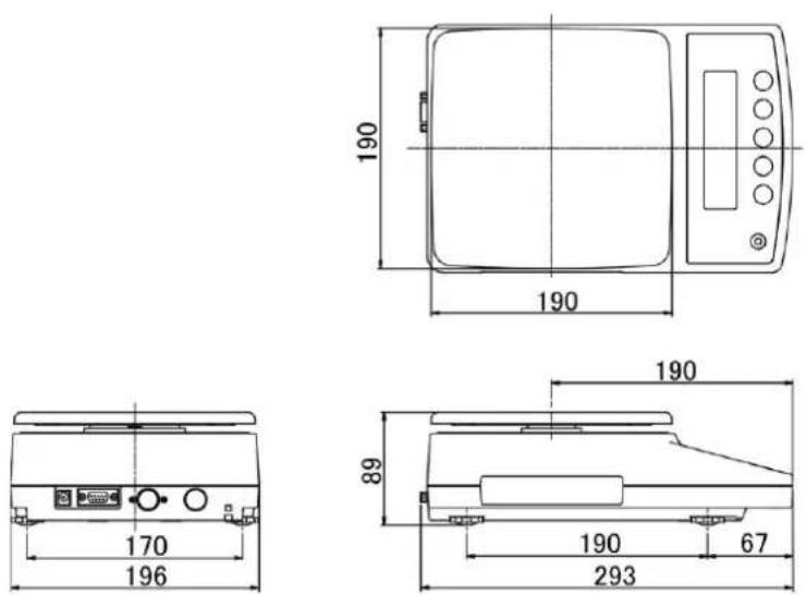 Kern PNJ 600-3M - Abmessungen Modelle d = 0,001g: - 2