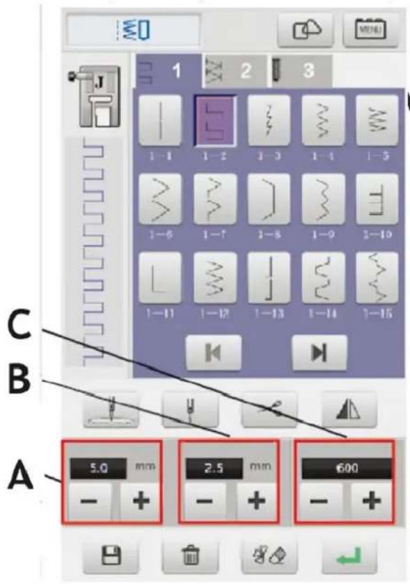 Uniprodo ACENDER 2.0 - Stitch width, length, speed settings. - 1