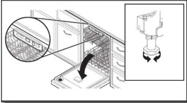 KITCHENAID KDTM405PPS - Vérifier le niveau de gauche à droite et régler les pieds au besoin - 1