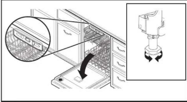 WHIRLPOOL WDPS7024RV - Verifique la nivelación de lado a lado y regule las patas si es necesario - 1