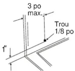 3 po max.. Trou 1/8 po 1"