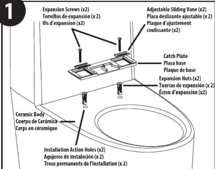 Moen EB800-E - Installing the Catch Plate Instalar la placa base Installation de la plaque de base - 1