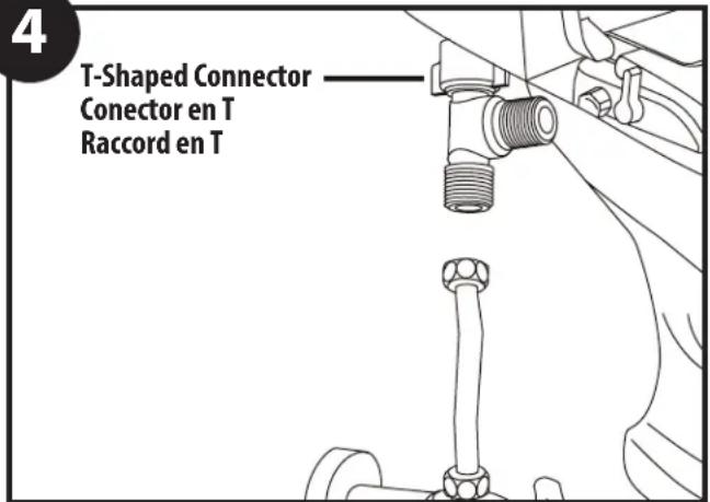 Moen EB500-R - Connecting the Water Inlet Hose - Method 2 Conexión de la manguera de entrada de agua - Método 2 Raccord du tuyau d'entrée d'eau – méthode no 2 - 4