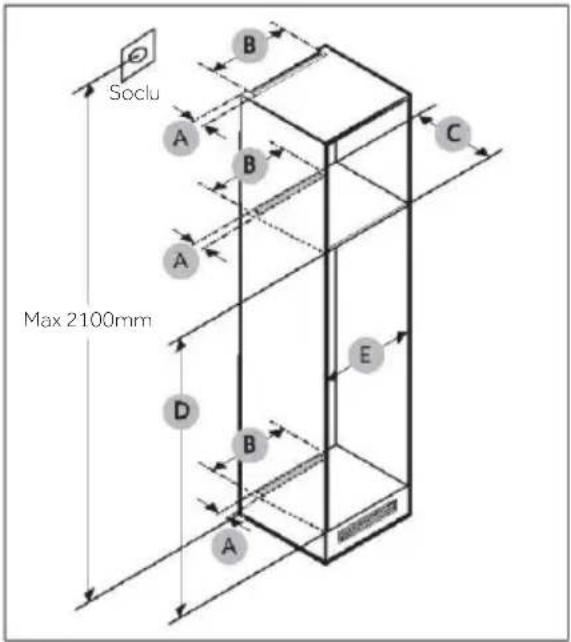 HAIER HUT7518EWF - Dimensiunea dulapului - 1
