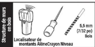 Structure de murs en bois Localisateur de montants Alène Crayon Niveau 5,5 mm (7/32 po) Bois
