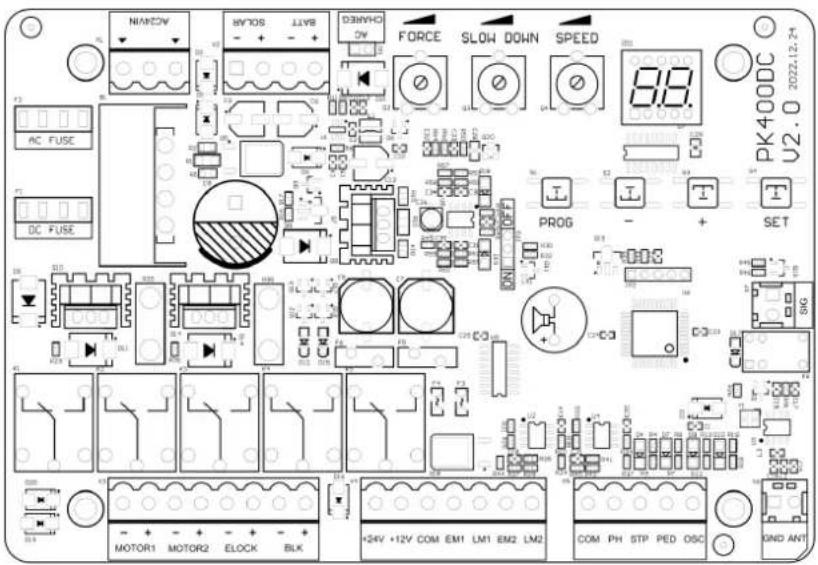 MSW GDOOR-005B - Desenho e instruções da placa de controle - 1