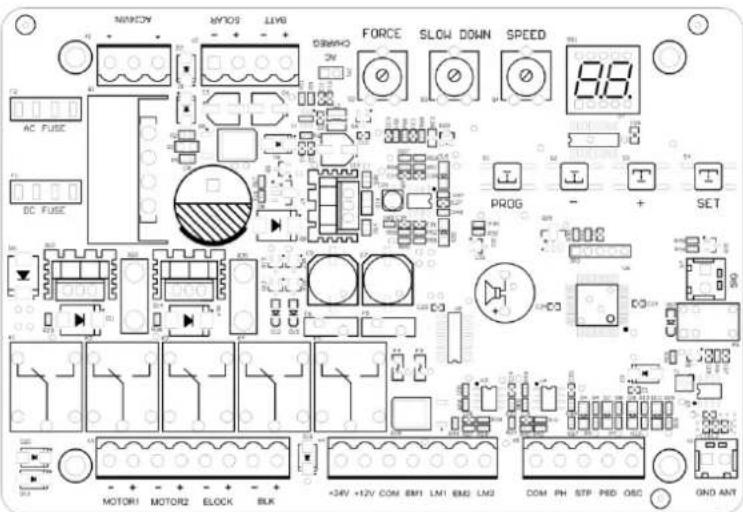 MSW GDOOR-003B - Desenho e instruções da placa de controle - 1