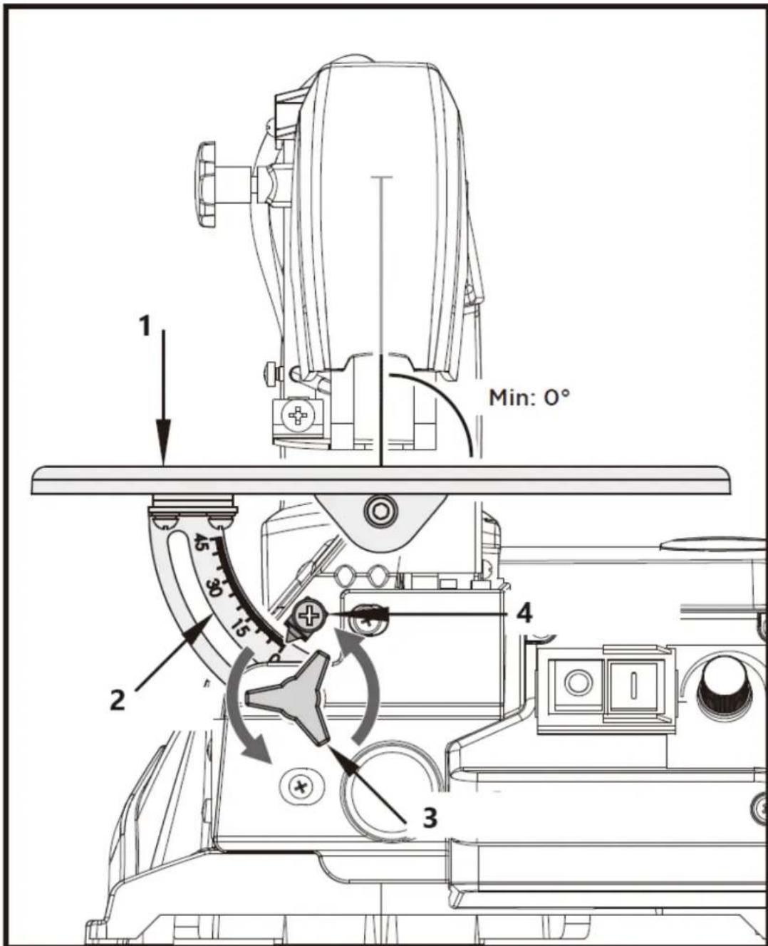 MSW SAW 16 SCROLL - Indstilling af vinkelskala - 1