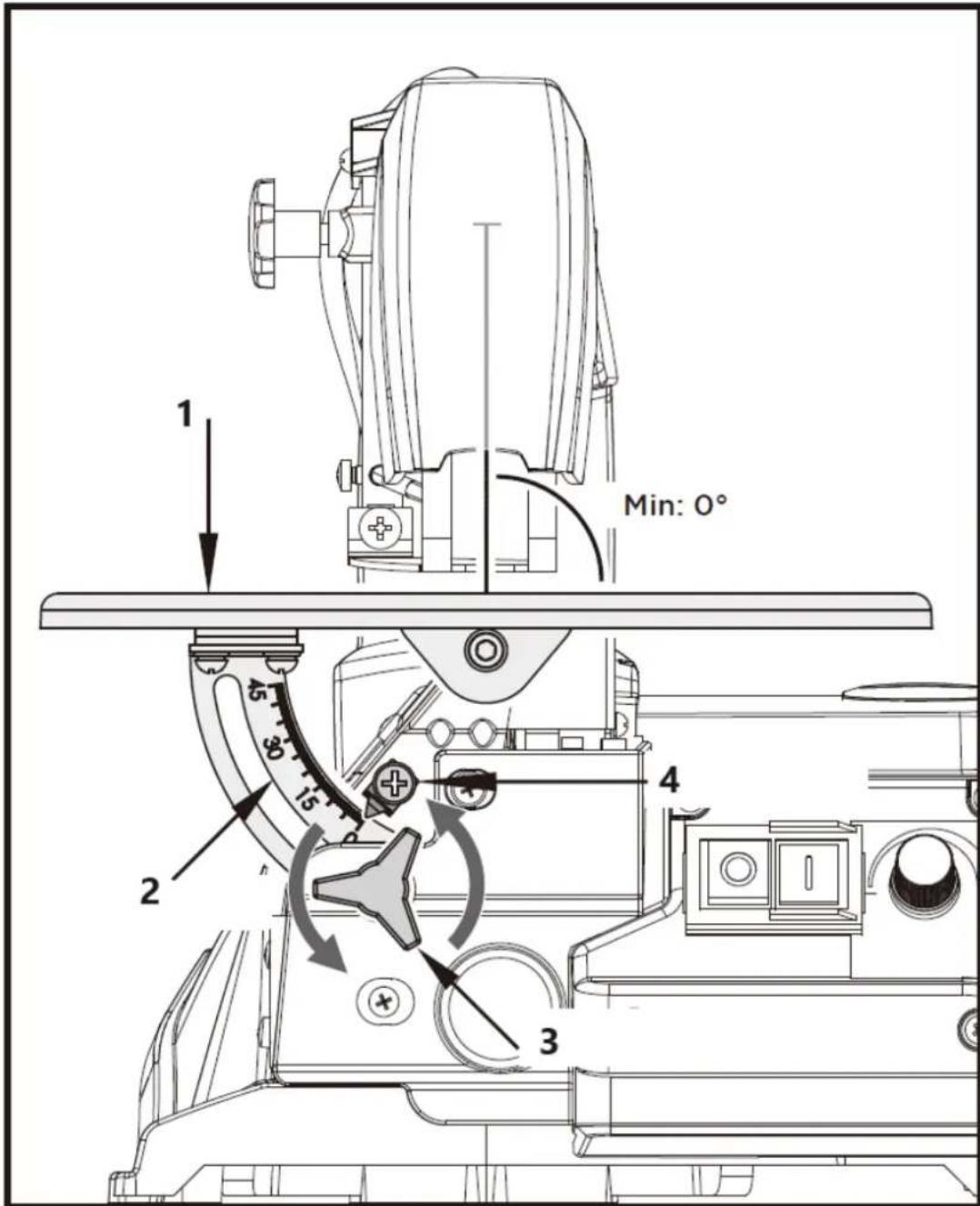 MSW SAW 16 SCROLL - Einstellung der Winkelskala - 1