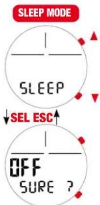 SLEEP MODE SLEEP ↓ SEL ESC OFF SURE ?
