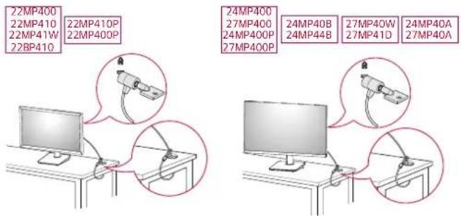 LG 24MP400P - Using the Kensington Lock - 1