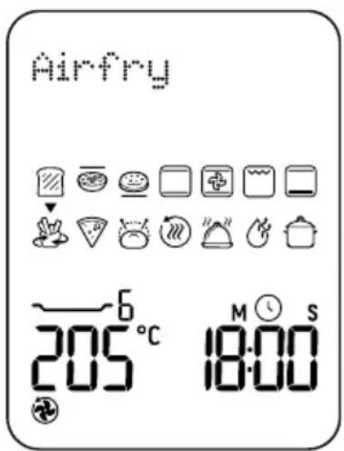 Air fry 205°C 18:00 M S