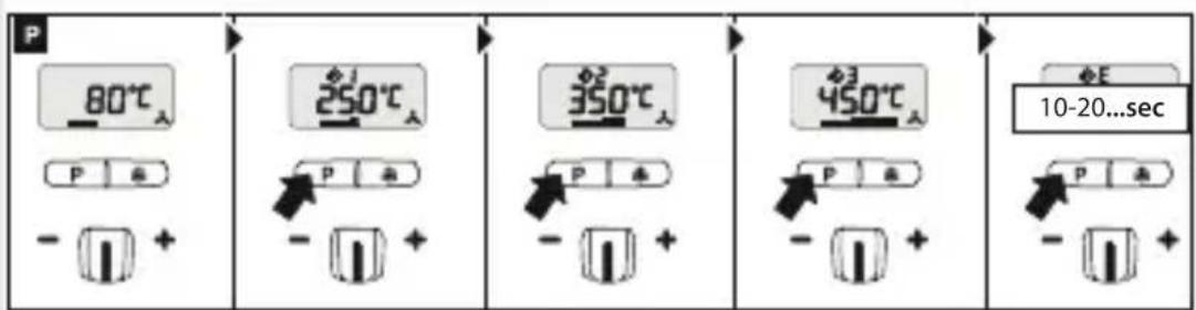 P 80°C 250°C 350°C 450°C ΦE 10-20...sec P 5 P 5 P 5 P 5 P 5 - + - + - + - + - +