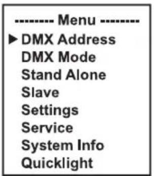 Cameo AZOR SP2 - RÉGLAGE DE L'ADRESSE DE DÉPART DMX (DMX Address) - 1