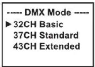 Cameo AZOR SP2 - AJUSTE DEL MODO DMX (DMX Mode) - 2