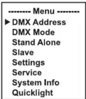 Cameo AZOR SP2 - SETTING THE DMX START ADDRESS (DMX Address) - 1